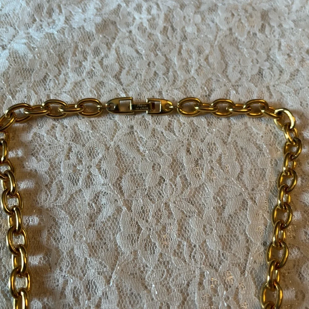 Napier/vintage gold and pearl, tasseled pearl pendant necklace, 34” long *